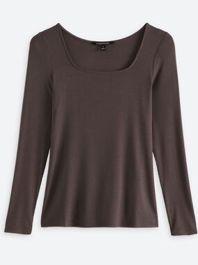 NWOT!41 HAWTHORN Garcelle Soft Square Fitted Rib Short Sleeve Knit Top